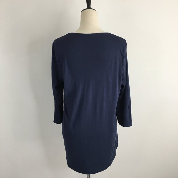 EILEEN FISHER 3/4 Sleeve Blue 100% Organic Cotton High Low Hem Shirt - Picture 6 of 10